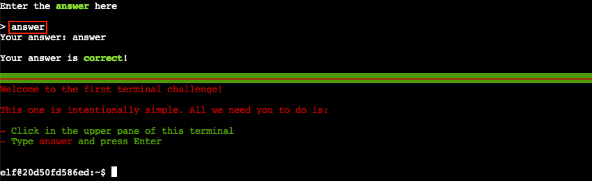 Terminal output